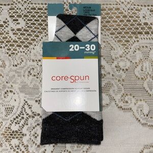 NWT med compression socks slate grey black core spun therafirm 20-30mmHg